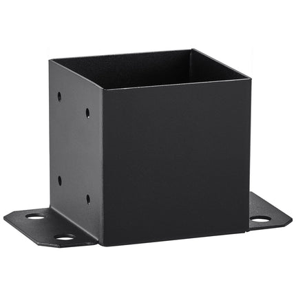6x6 Post Base Brackets, 4-Pack Carbon Steel, Black