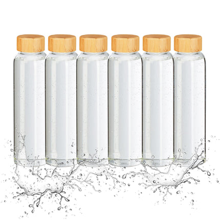 6x Beverage bottle with bamboo lid 500 ml