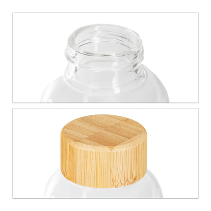 6x Beverage bottle with bamboo lid 500 ml