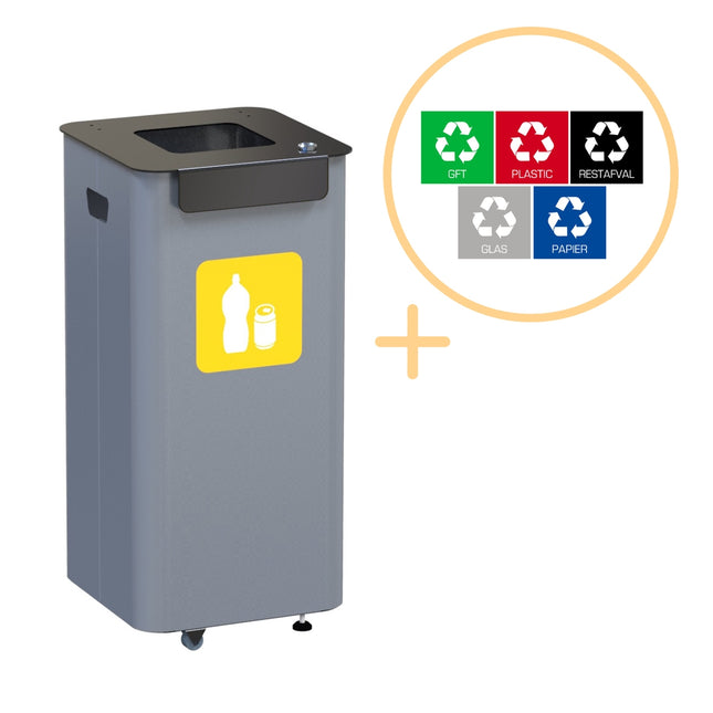 Modulaire afvalbak van 70 liter, geel - Milieuvriendelijk recyclen