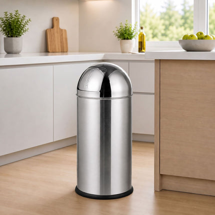 70L Stainless Steel Push-Lid Bin with Inner Bucket