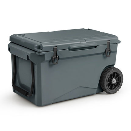 71L Insulated Box with Bottle Opener & Handle & Wheels Portable Cooler Heat Container Gray