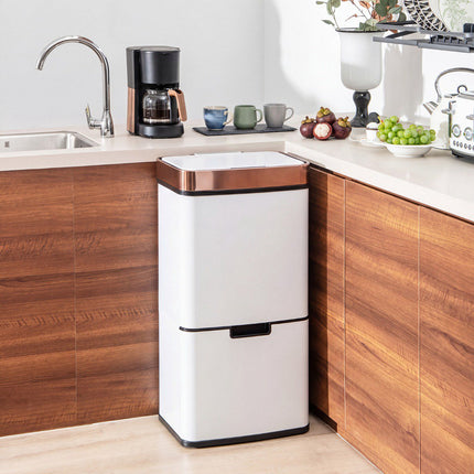 72L Stainless Steel Motion Sensor Waste Bin, Gold/White