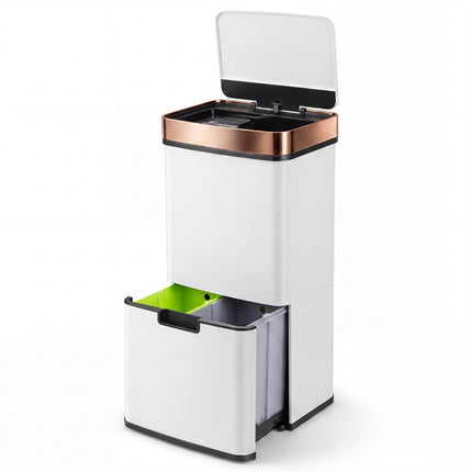 72L Stainless Steel Motion Sensor Waste Bin, Gold/White