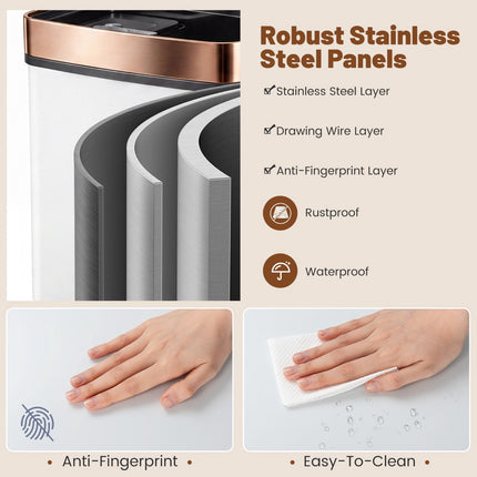 72L Stainless Steel Motion Sensor Waste Bin, Gold/White