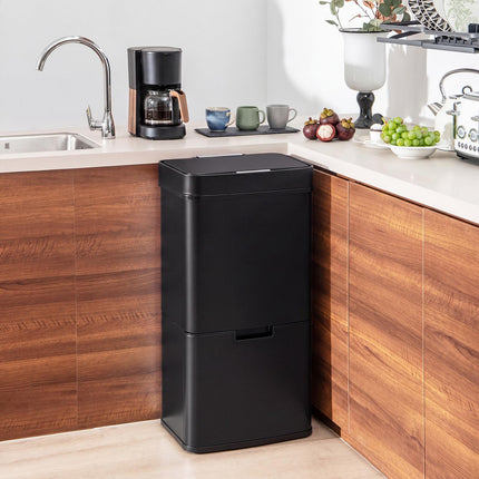 72L Stainless Steel Sensor Bin with Recycling Compartments