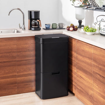 72L Stainless Steel Sensor Bin with Recycling Compartments