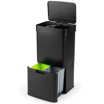 72L Stainless Steel Sensor Bin with Recycling Compartments