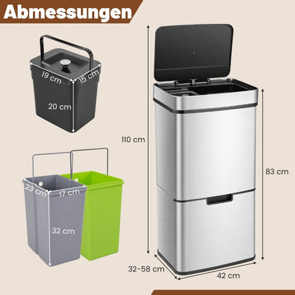 72L Touchless Stainless Steel Trash Can with Sensor