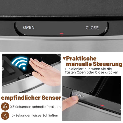 72L Touchless Stainless Steel Trash Can with Sensor