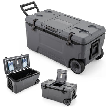 74 Quart Rolling Cooler with Fish Ruler and Wheels