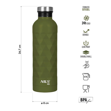 750ml Stainless Steel Leak-Proof Water Bottle – Green