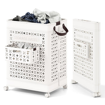 75L Laundry Hamper with Wheels – Space-Saving, White