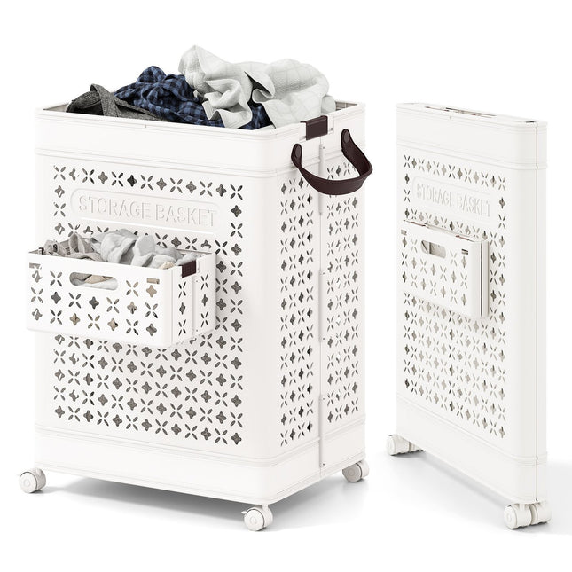 75L Laundry Hamper with Wheels – Space-Saving, White