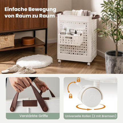 75L Laundry Hamper with Wheels – Space-Saving, White