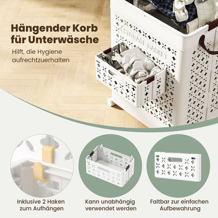 75L Laundry Hamper with Wheels – Space-Saving, White
