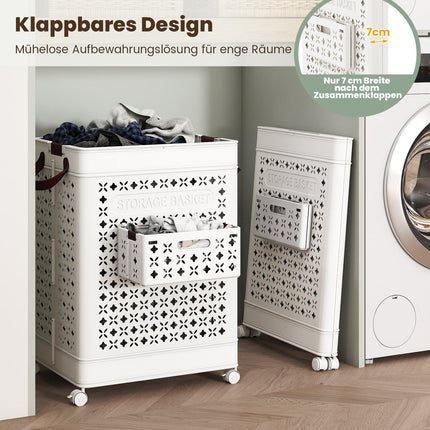 75L Laundry Hamper with Wheels – Space-Saving, White