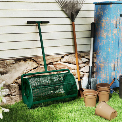 75L Metal Compost Spreader with Adjustable T-Handle
