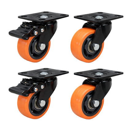 75mm Swivel Castors, Set of 4 – Steel, PVC-Coated Wheels