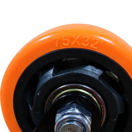75mm Swivel Castors, Set of 4 – Steel, PVC-Coated Wheels