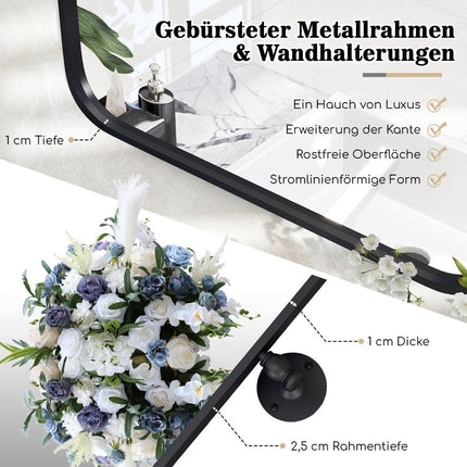 76.5 x 56 cm metal framed wall mirror tilting bathroom mirror with wall bracket black