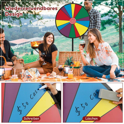76 cm long competition wheel, height-adjustable lottery wheel with stand, writable wheel of fortune