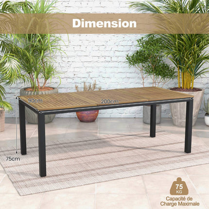 79-Inch Acacia Wood Patio Dining Table, 8-Person; Umbrella Hole