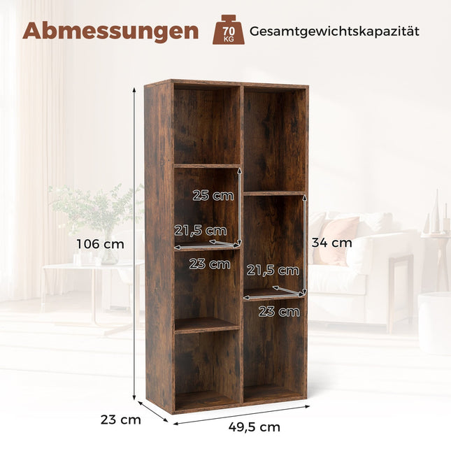 7-Cube Bookshelf, Vertical or Horizontal, Rustic Brown