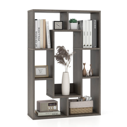 7-Cube Geometric Bookshelf, Engineered Wood, Gray