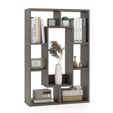 7-Cube Geometric Bookshelf, Engineered Wood, Gray