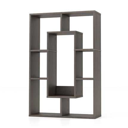 7-Cube Geometric Bookshelf, Engineered Wood, Gray