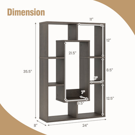 7-Cube Geometric Bookshelf, Engineered Wood, Gray