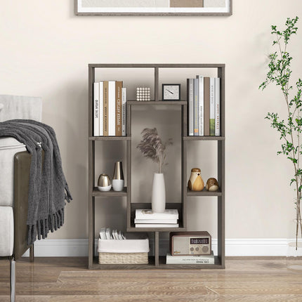 7-Cube Geometric Bookshelf, Engineered Wood, Gray