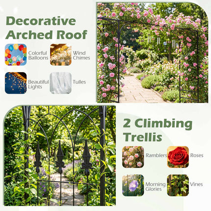 7 FT Metal Garden Arch Arbor for Climbing Plants