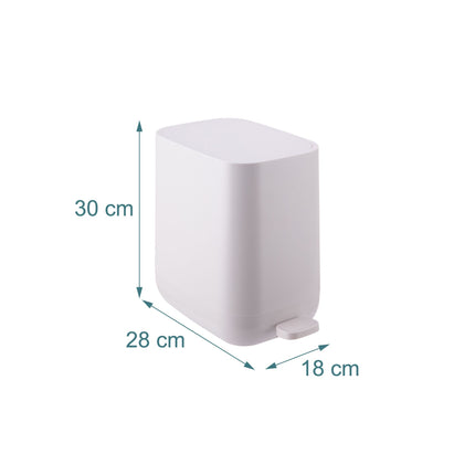 7L Square Pedal Bin, Plastic, Soft-Close Lid