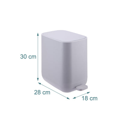 7L Square Plastic Pedal Bin – Soft-Close Lid