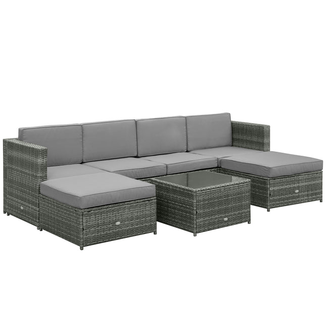 Garden furniture in polyrattan with footstool, gray