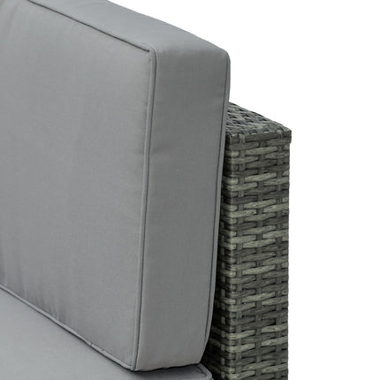 Garden furniture in polyrattan with footstool, gray