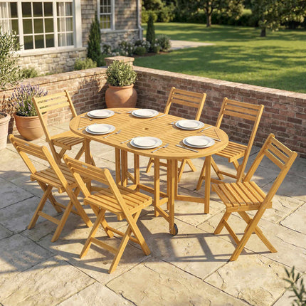 7-Piece Folding Outdoor Dining Set, FSC Acacia Wood