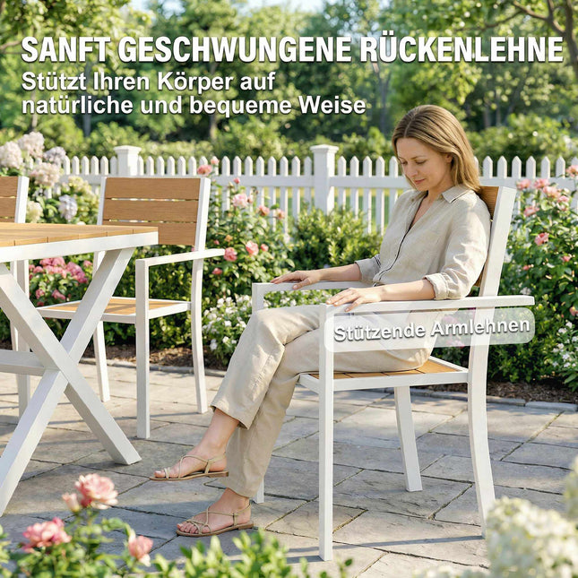 7-Piece Outdoor Dining Set, Aluminum Frame, Teak Finish