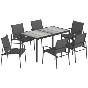 7-Piece Outdoor Dining Set, Rectangular Table & 6 Chairs