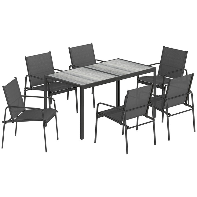 7-Piece Outdoor Dining Set, Rectangular Table & 6 Chairs