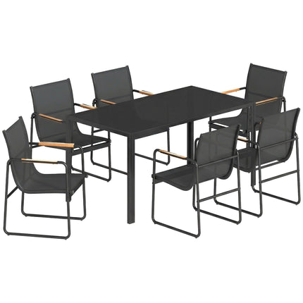 7-Piece Outdoor Dining Set, Steel Frame, Mesh Chairs