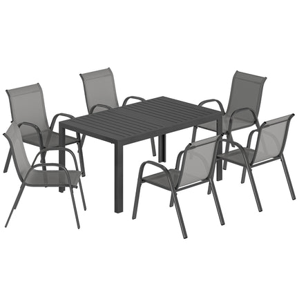 7-Piece Outdoor Furniture Set, Stackable Chairs, Steel Frame