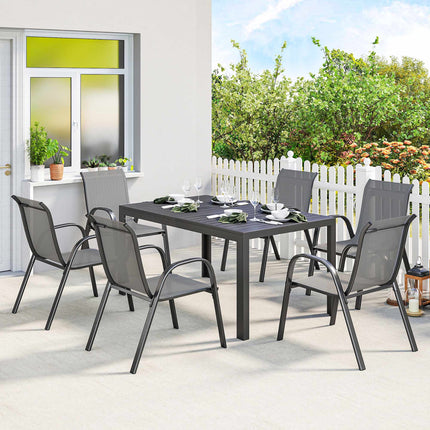 7-Piece Outdoor Furniture Set, Stackable Chairs, Steel Frame