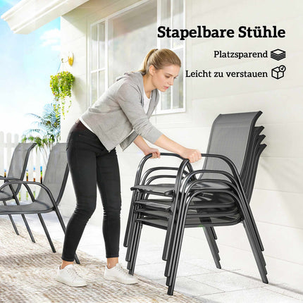 7-Piece Outdoor Furniture Set, Stackable Chairs, Steel Frame