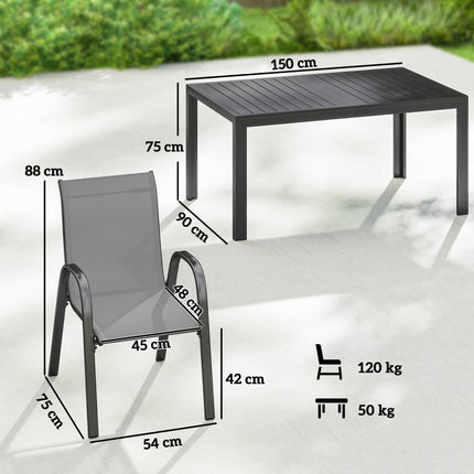 7-Piece Outdoor Furniture Set, Stackable Chairs, Steel Frame