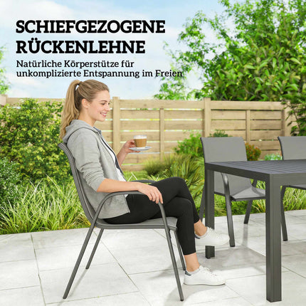 7-Piece Outdoor Furniture Set, Stackable Chairs, Steel Frame