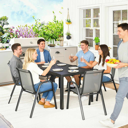 7-Piece Outdoor Furniture Set, Stackable Chairs, Steel Frame
