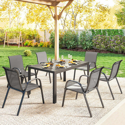 7-Piece Outdoor Furniture Set, Stackable Chairs, Steel Frame